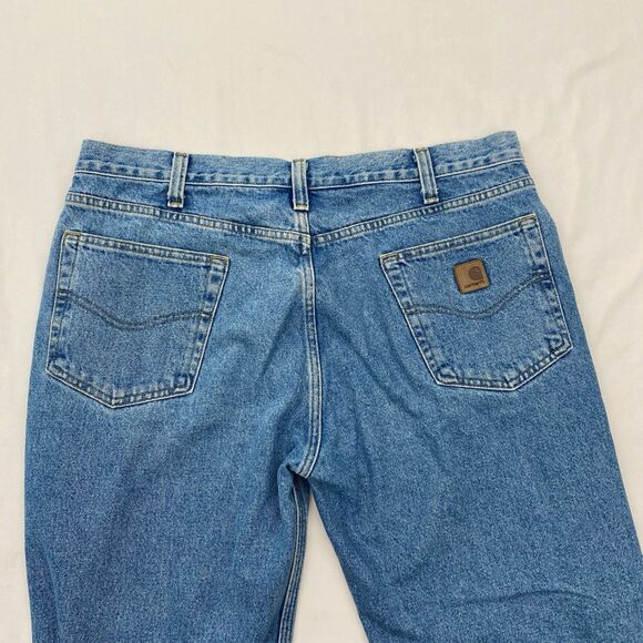Carhartt Relaxed Fit Straight Leg Jeans Mens 38x30 Blue Denim Workwear B460 LVB - Picture 3 of 8